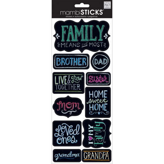 Me & My Big Ideas Chalk Sayings Stickers Sheet Wedding & Family, , hi-res, image 1