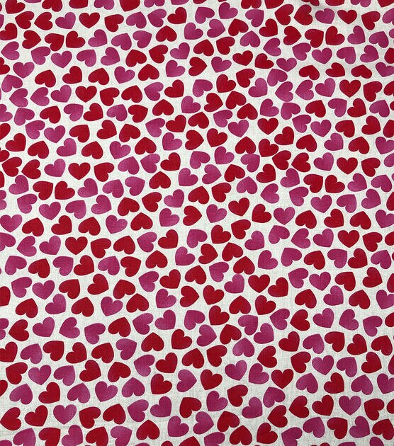 Cotton Hearts Valentine's Day Pink Love Valentine Pink White Cotton Fabric  Print by the Yard (692-266)
