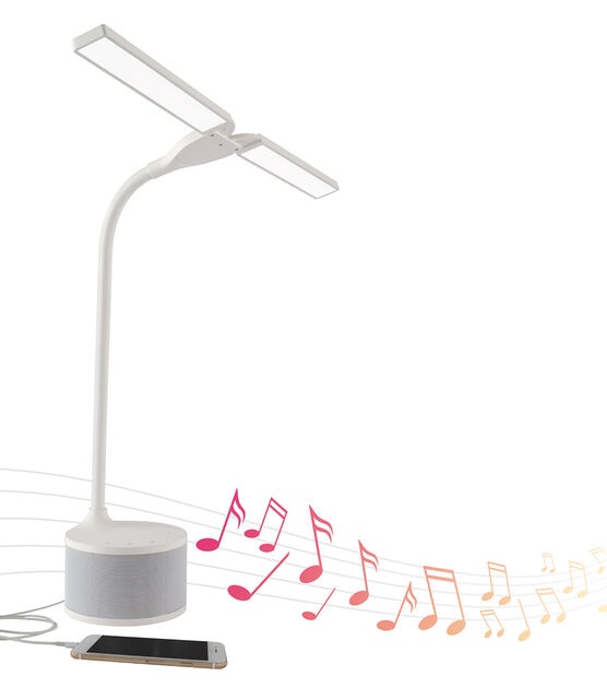 OttLite Dual Head LED Desk Lamp With Bluetooth Speaker