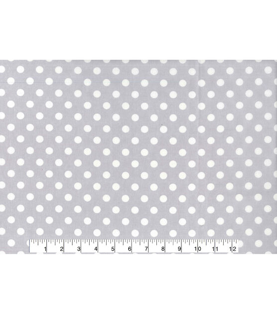White Dot On Grey Nursery Cotton Fabric, , hi-res, image 2
