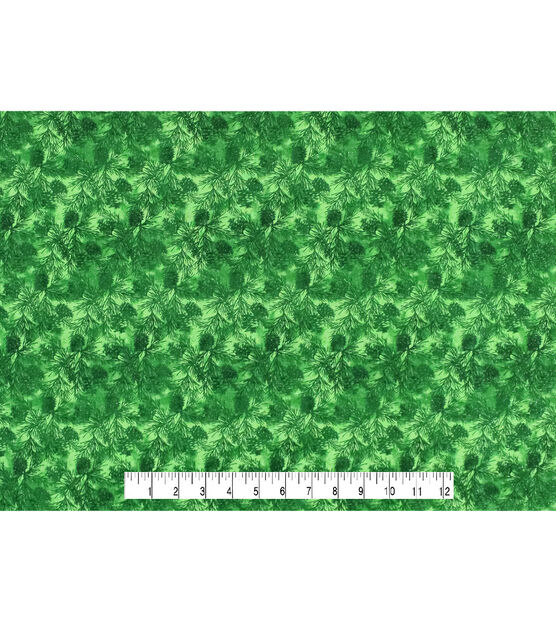 Green Pinecone & Fir Christmas Glitter Cotton Fabric, , hi-res, image 4