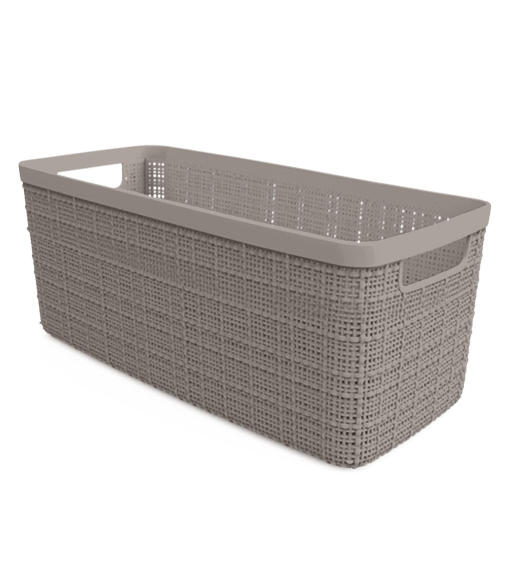 6.8 Liter Resin Basket With Cutout Handles, Cobblestone, hi-res