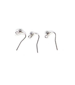 20mm Shiny Silver Metal Ball Fish Hook Ear Wires 60pk by hildie