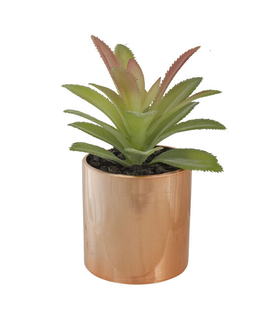 Northlight 5" Green Artificial Aloe Plant in a Rose Gold Pot