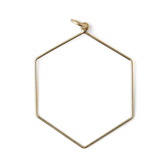 1" x 1.5" Gold Metal Open Hexagon Pendant by hildie & jo, , hi-res, image 2
