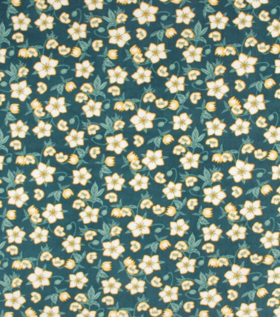 Yellow Floral on Green Anti Pill Fleece Fabric