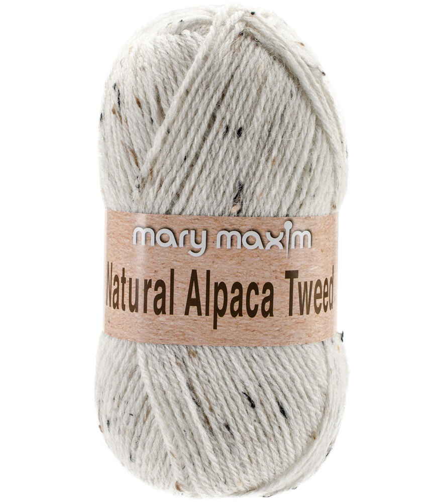 Mary Maxim Natural Alpaca Tweed 262yds Worsted Acrylic Yarn, Raw Cotton, swatch