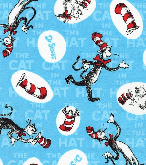 Robert Kaufman Dr Seuss Clever Cat Toss Cotton Fabric