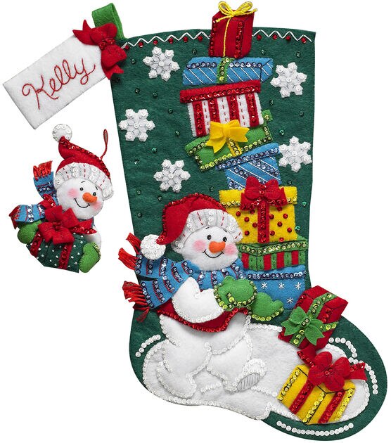 Bucilla 18 Snowman & Puppies Felt Stocking Kit