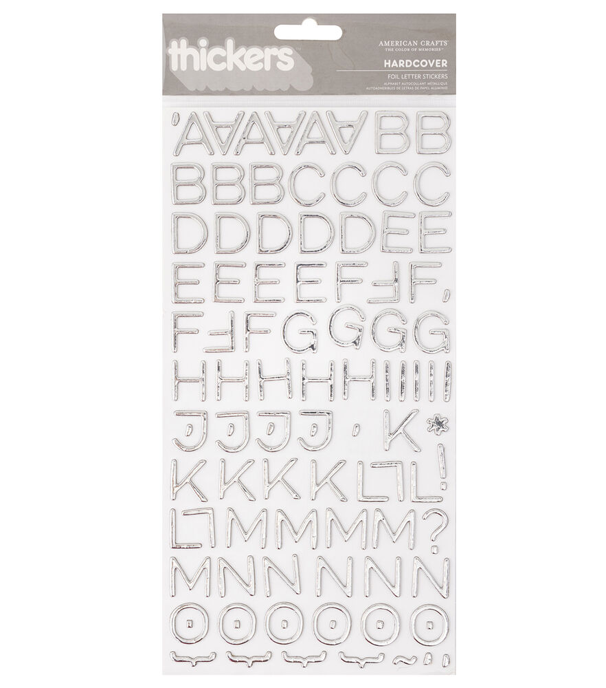 American Crafts Thickers Foil Stickers 6"X11" Sheets 2 Pkg Hardcover, Silver, swatch