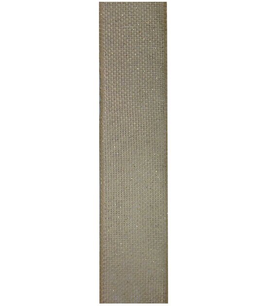 Decorative Ribbon 1.5''x12' Natural Burlap Gold Metallic, , hi-res, image 2