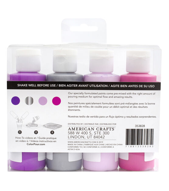 American Crafts Color Pour Pre Mixed Paint Kit Metallic Purple Silver, , hi-res, image 3