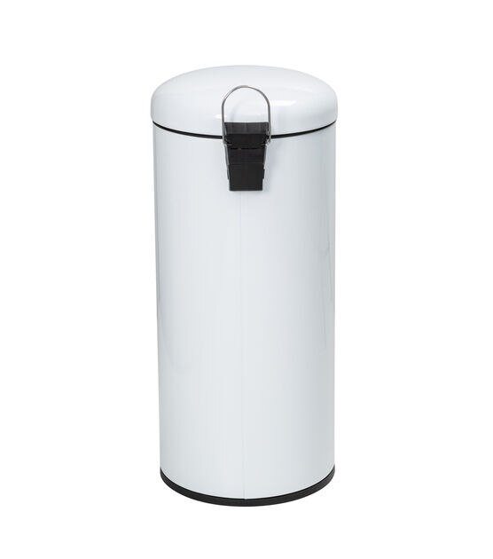 Honey Can Do 30 Liter White Steel Retro Round Step Trash Can, , hi-res, image 4