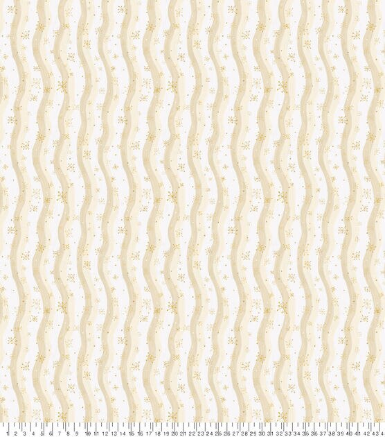 Springs Creative Beige Wavy Stripes Christmas Cotton Fabric