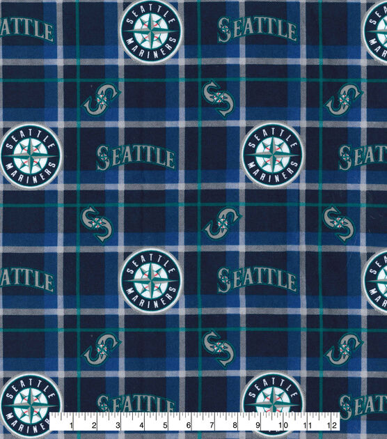 Fabric Traditions Seattle Mariners Flannel Fabric Plaid, , hi-res, image 2