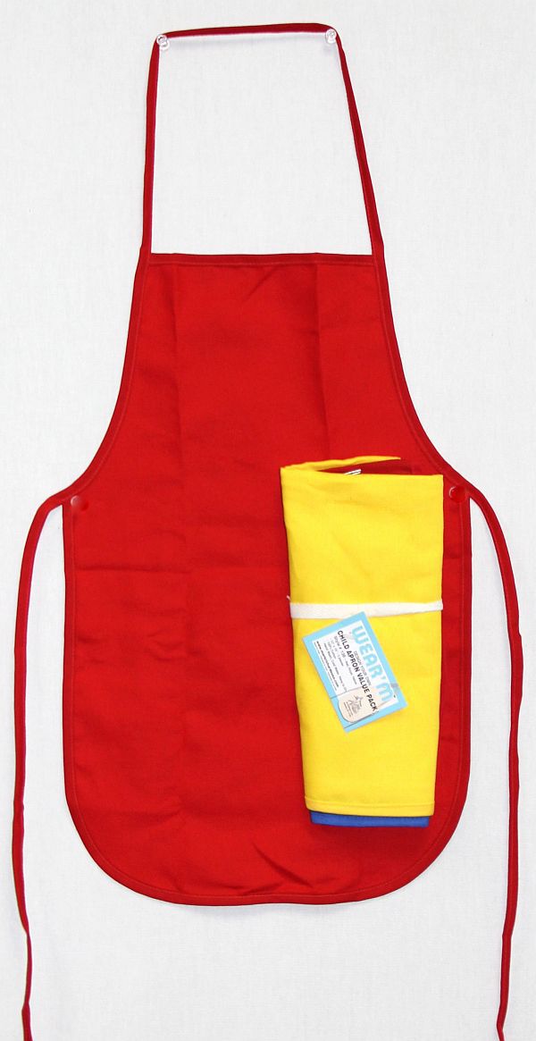 6 CHILDRENS 86cm 11-13 yr RED LONG SLEEVE ART CRAFT PAINTING COOKING APRONS 1040 