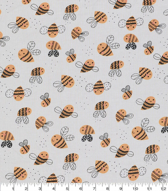 Novelty Cotton Fabric Happy Bees