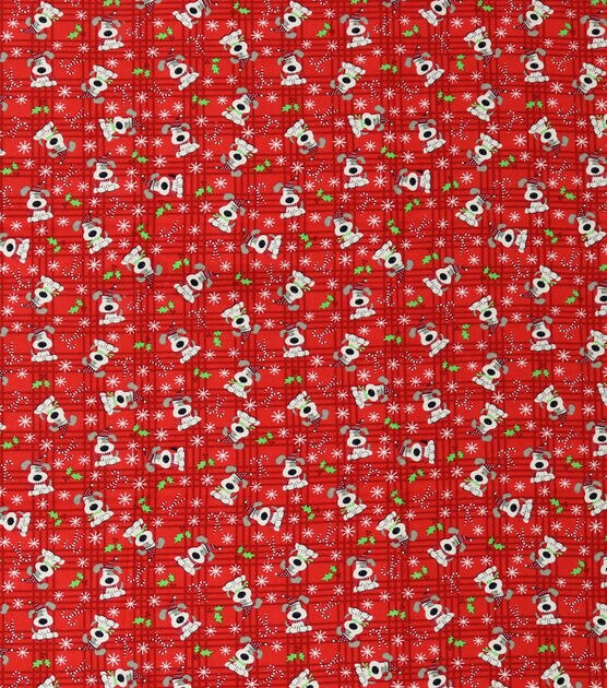 Spotted Pups on Plaid Super Snuggle Christmas Flannel Fabric, , hi-res, image 2