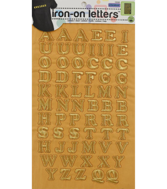 Dritz Embroidery Iron-On Letters, Gold