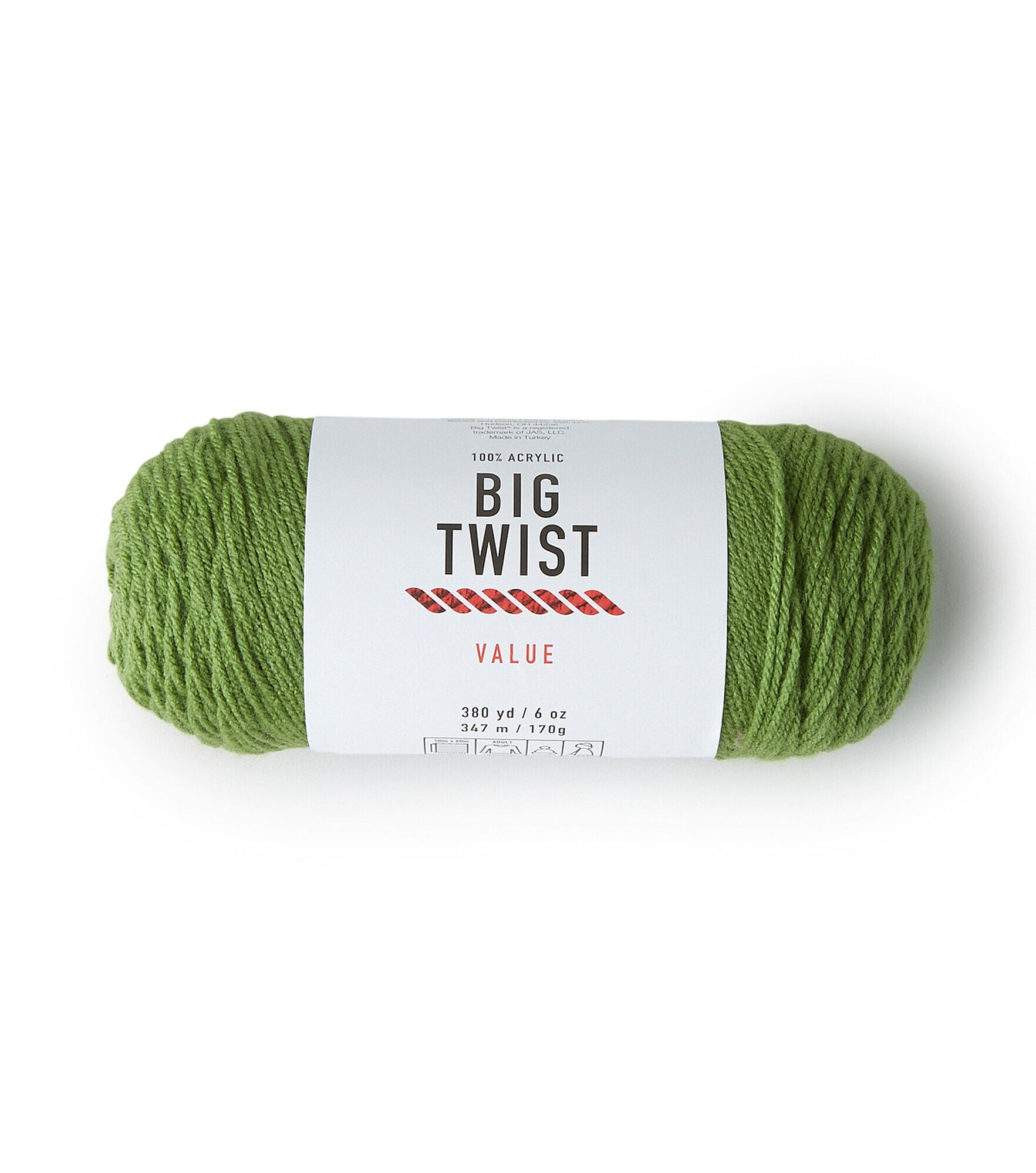 Solid Worsted Acrylic 380yd Value Yarn by Big Twist, Light Green, hi-res