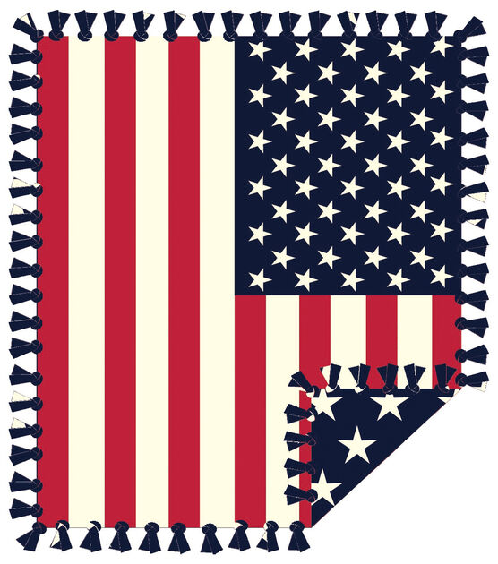 72" Wide Patriotic American Flag No Sew Fleece Blanket