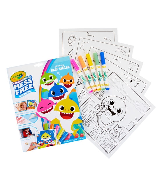 Crayola 23ct Color Wonder Baby Shark Mess Free Coloring Kit, , hi-res, image 2