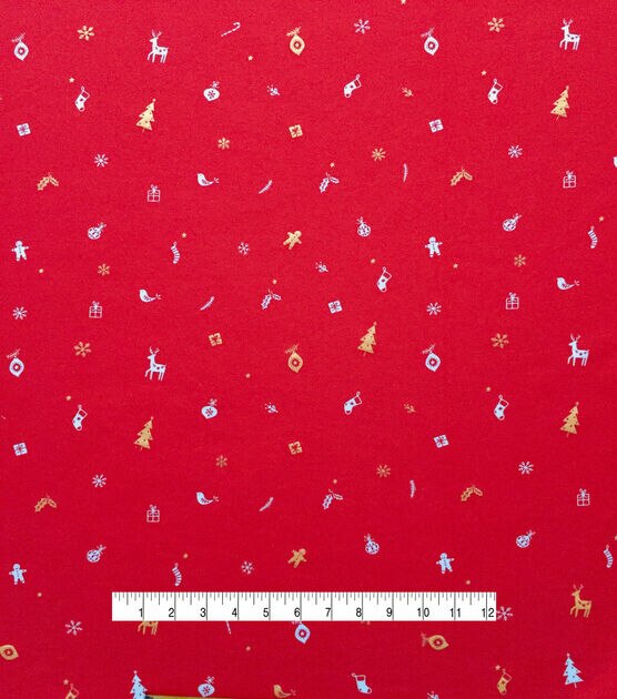 Holiday Red Gold Metallic Interlock Knit Fabric by POP!, , hi-res, image 5