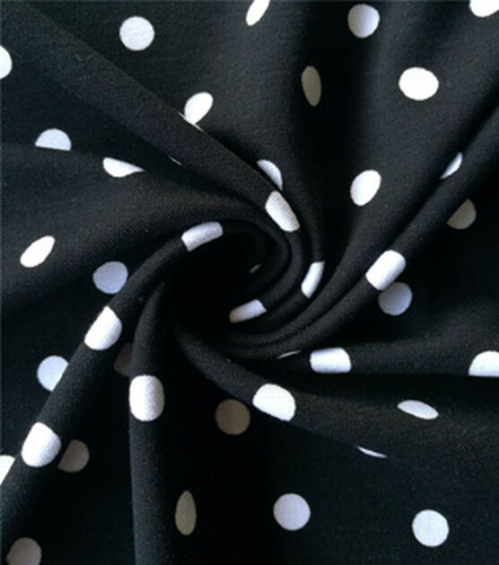 Summer Ponte Knit Fabric 57'' White Dots on Black, , hi-res, image 4