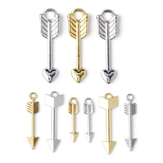 9ct Gold & Silver Arrow Charms by hildie & jo, , hi-res, image 2