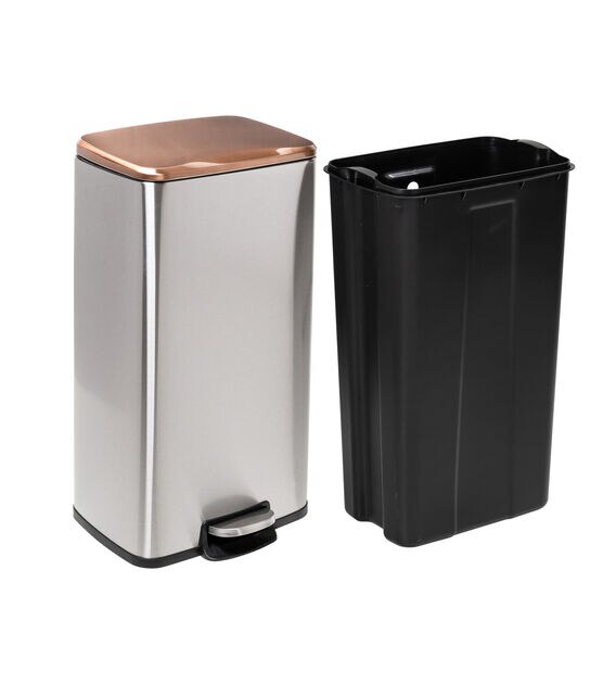 Honey Can Do 13.5" x 24" Rose Gold Stainless Steel Step Trash Cans 2ct, , hi-res, image 6