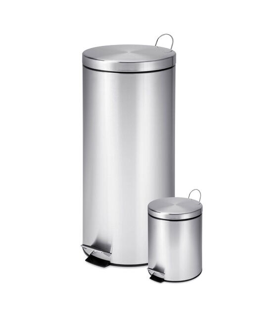 Honey Can Do 2ct Silver Stainless Steel 30L & 3L Step Trash Cans