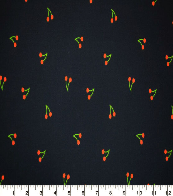Cherries on Black Quilt Cotton Fabric by Quilter's Showcase
