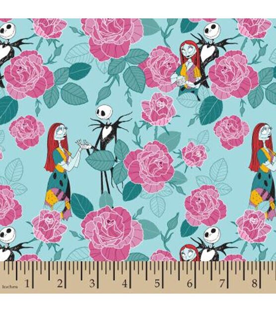 Packed Roses Nightmare Before Christmas Cotton Knit Fabric