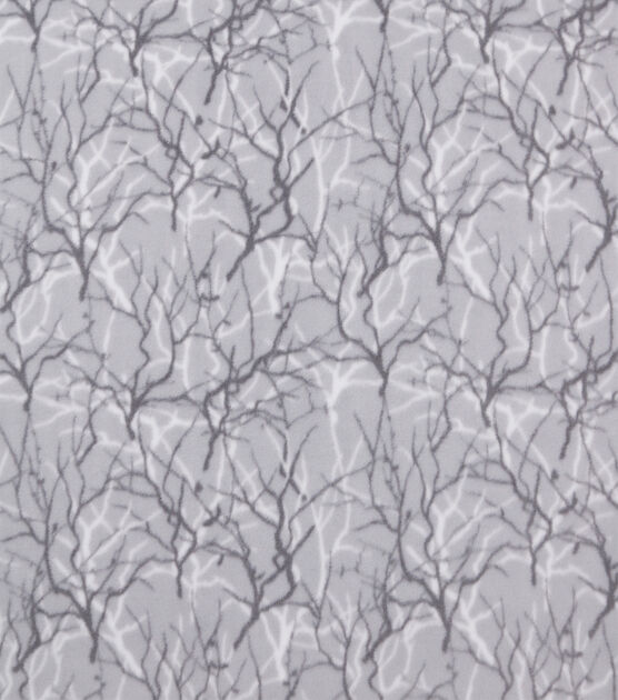Branches on Gray Anti Pill Fleece Fabric