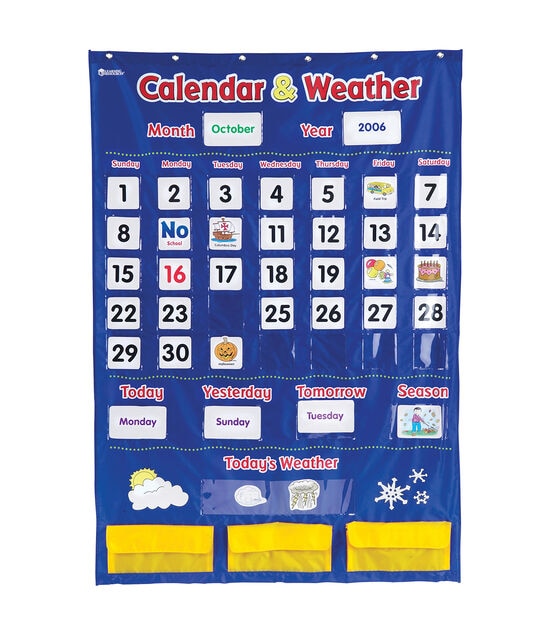 Learning Resources 31" x 44" Calendar & Weather Pocket Chart 136ct