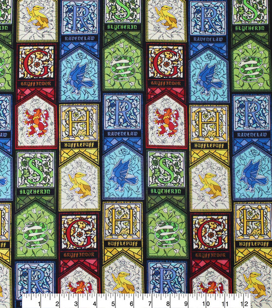 Harry Potter Cotton Fabric  Stained Glass Houses, , hi-res, image 2