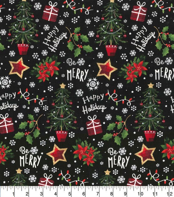 Fabric Traditions Happy Holiday & Be Merry Christmas Cotton Fabric