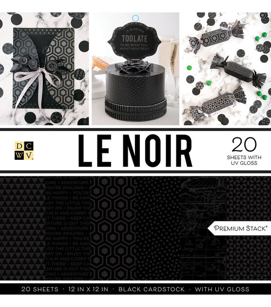 DCWV 12in x 12in Premium Stack Printed Cardstock - Le Noir