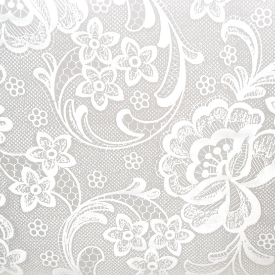 White Lace Printed Clear Vinyl Utility Fabric