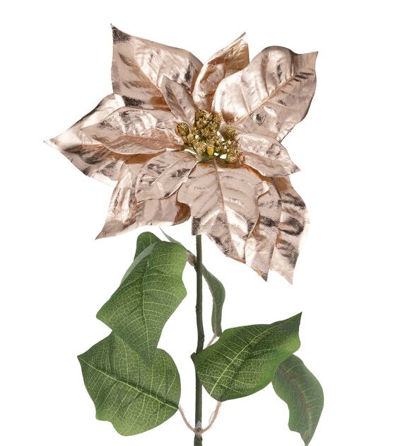 28.5" Gold Poinsettia Stem by Bloom Room, , hi-res, image 2