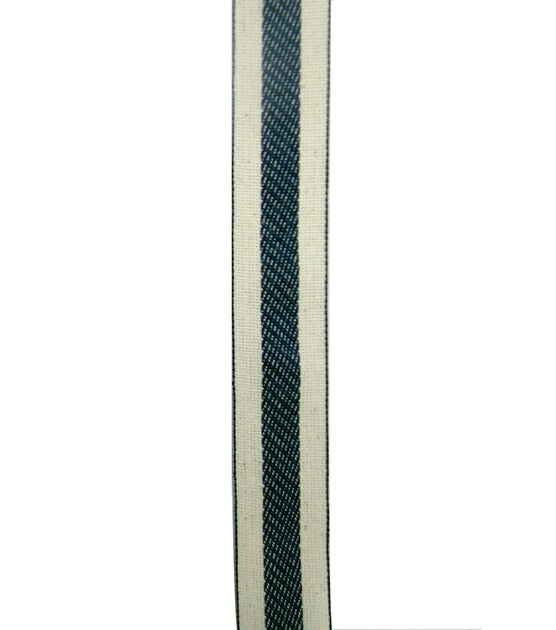 Save the Date Decorative Ribbon 1.5''x12' Navy Stripe on Ivory | JOANN