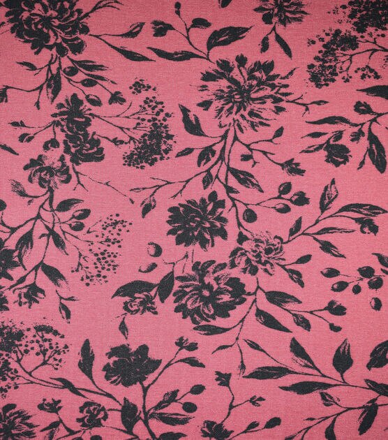 Ember Dark Pink Floral Leaves Poly Crepe Fabric | JOANN