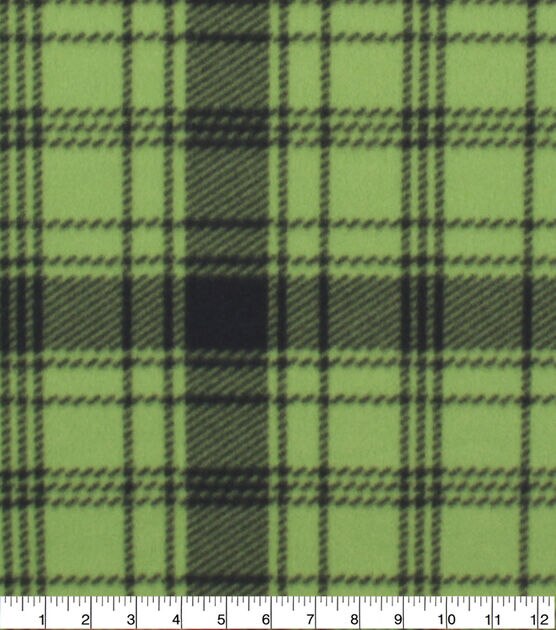 Lime Black Plaid Blizzard Fleece Fabric, , hi-res, image 1