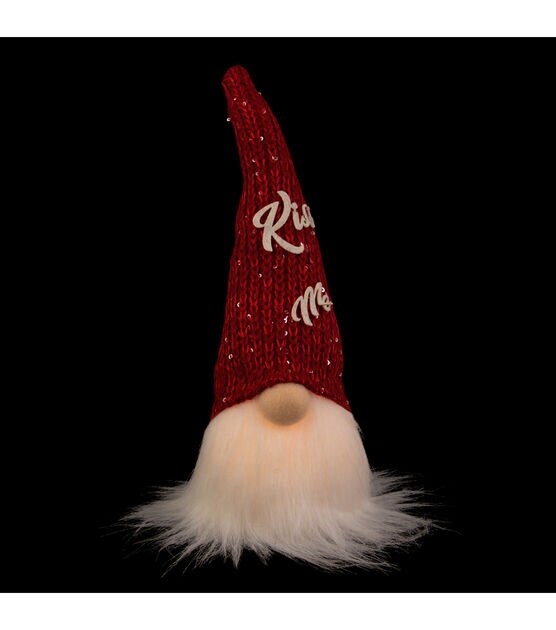 Northlight 11.5" Lighted Red Knit Kiss Me Hat Valentine's Day Gnome, , hi-res, image 3