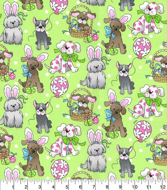 Fabric Traditions Holiday Pups Easter Spring Cotton Fabric