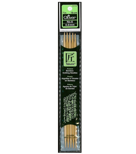 Clover 7" Bamboo Size 6 Double Point Knitting Needle Set