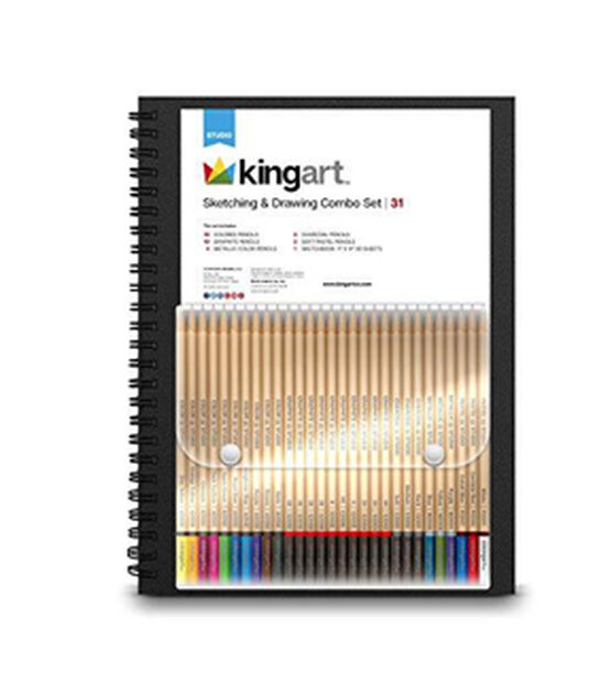 KINGART Sketch Combo Pack with 11x14 Sketchbook & 30 Piece Pencil Set