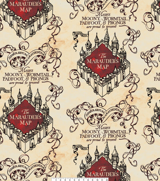 Harry Potter Fleece Fabric Marauders Map Simplified