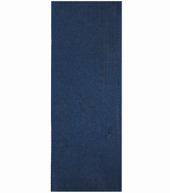 Decorative Ribbon 2.5''x12' Linen Ribbon Navy, , hi-res, image 2