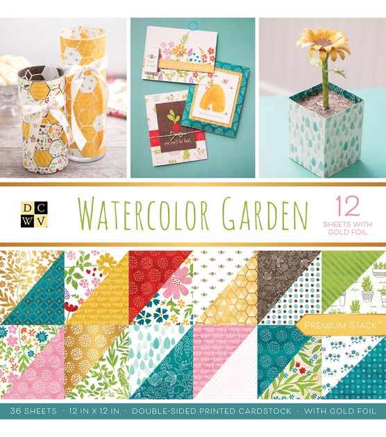 DCWV Premium Stack Double-sided Printed Cardstock - Watercolor Garden